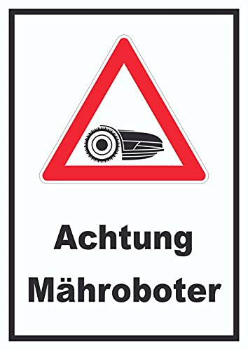 HB-Druck Achtung Mähroboter Schild A6 Rückseite selbstklebend