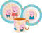 Une Kinder-Geschirr Set mit Teller, Müslischale und Trinkbecher inkl. Besteck (wiederverwendbar) kompatibel zu (Peppa Pig)