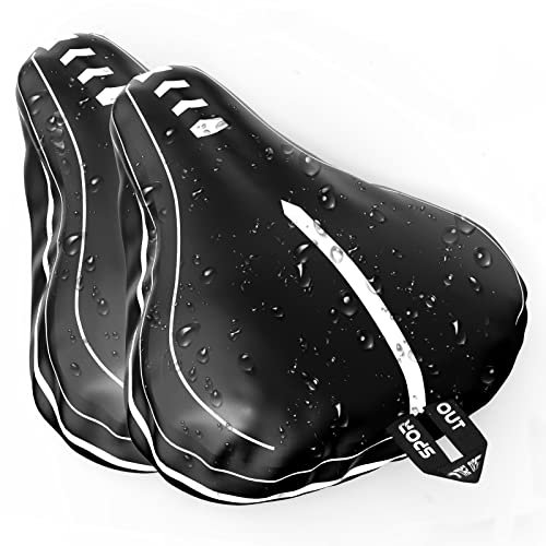 Wasserdichte Fahrradsattelabdeckung,elastische Wasserfeste Fahrradsattel Schutzhülle, Passend für den Meisten Fahrradsattel wie Rennrad, Mountainbike, Damenrad, E-Bike u.s.w.(2PCS) (2-PACK-Black)
