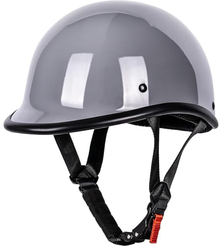 Yesmotor Motorcycle Helmet Half Shell Hawk Style Helmets Compact Lightweight Open Face for Motorcycle Street Bike Cruiser Moped - DOT Approved (Gray,M)