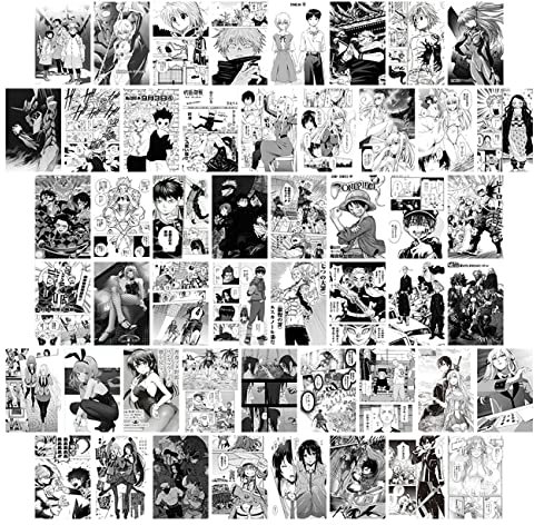 Miotlsy Anime Poster, 50 Stück Anime-Panel, ästhetische Bilder, Wand-Collage-Set für Jugendliche und junge Erwachsene, Wanddruck-Set, kleine Poster für Zimmer