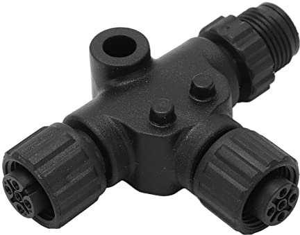 Tonysa Adattatore a T NMEA 2000, Filettatura M12 a 3 Porte 5 Pin Connettore Tipo T NMEA2000 Supporto per Spina Splitter M12 per Il Collegamento di Display Aggiuntivi, Sensori o Altri Dispositivi