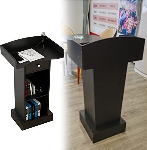Rednerpult Holzrednerpult Tragbar mit Breiter Lesefläche, Standrednerpult für Kirchen Büro Hochzeit Schule, Rednerpult (Color : Black)