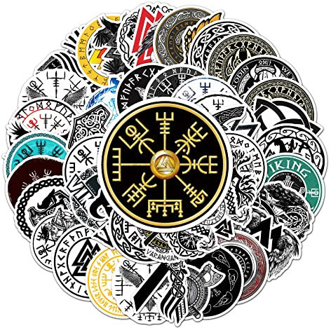 Bric Dodo 50 Stück Totem Aufkleber Wasserflaschen Laptop Telefon Gitarre Skateboard Computer Koffer Fahrrad Wikinger Vinyl Stickers Wasserdicht Ästhetisch Aufkleber für Jugendliche Kinder Erwachsene…