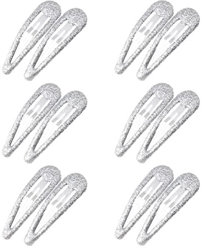 ZEVONDA Glitter Clip a Scatto per Capelli - Fermagli per Capelli in Metallo Colorati Glitter Paillettes Fermacapelli Barrettes Accessori per Styling de Capelli Ragazze Donne, Argento *12