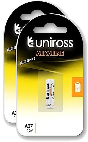 Uniross Alkaline-Batterien A27, MN27, GP27A, A27, L828, LR27, 12 V, 2 Stück