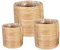 DARO DEKO Rattan Korb Topf 3er Set rund Blumentopf geflochten Aufbewahrungskorb Übertopf Blumenkorb