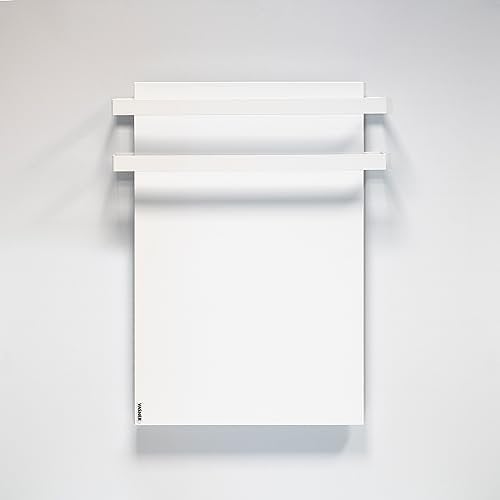 VASNER Handtuchhalter Bad Elektroheizung – 2er Set Handtuch Halterung für Infrarotheizung Elektroheizkörper Citara Infrarot Heizkörper Heizung Badezimmer (Weiß | RAL 9003)