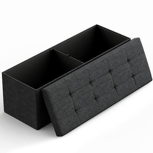 Lifetime Home Banco otomano plegable de almacenamiento de 43 pulgadas para sala de estar, dormitorio, entretenimiento de TV, banco de dormitorio con almacenamiento oculto, taburete reposapiés,