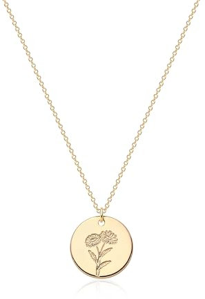 Jenosy Kette Damen Gold Kette mit Geburtsblumen April Personalisierte Kette mit Blume Zarte Kette mit Gänseblümchen Anhänger Hypoallergene Vergoldete Kette Modeschmuck für Frauen und Mädchen