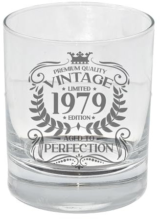 Always Looking Good Whiskeyglas zum 46. Geburtstag, Vintage-Stil, 1979, Aged to Perfection, graviert, Geschenk für 46-jährige alte Whisky-Bourbon, Scotch, Lowball-Gläser