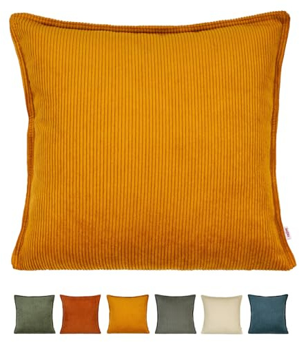 beties - HYggelig No.1 - Trendige Cord-Samt Kissenhülle ca. 50x50 cm; Kissenbezug mit aufwendiger Jeans-Doppelnaht in Raumausstatter Qualität