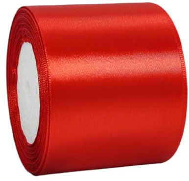Satinband Rot 75mm Breit - 22m Satinband Rot Fein Schleifenband Dekoband Seidenband Geschenkband Stoffband für Dekoration Handwerkskleid Hochzeit Geburtstag