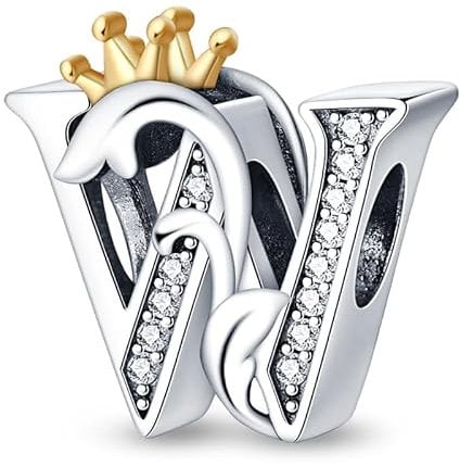 Pandach Damen Charm Anhänger Buchstabe W für Armband 925 Sterling Silber Charms Beads passend für Armband und Halskette, Kompatibel mit Europäischen Armbändern für Frauen Mädchen