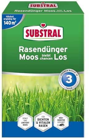 Substral Rasendünger gegen Moos, für sattgrünen und dichten Rasen, 4,2 kg, 140m², Grün