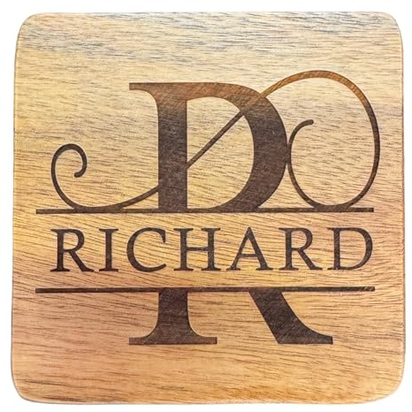 Personalised Wood Coaster - Monogram Initial - Square