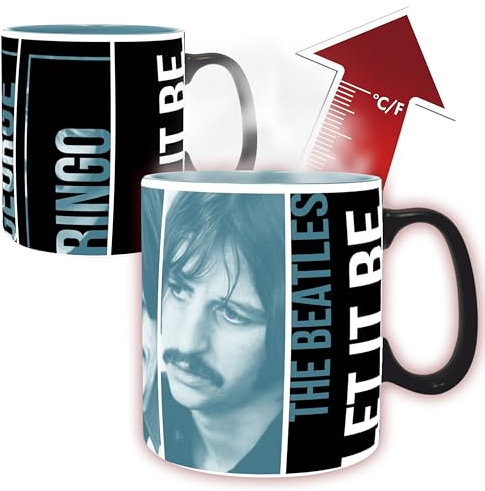 ABYSTYLE GB Eye The Beatles Let it Be - Taza de cerámica para café y té, cambio de calor, 16 onzas líquidas, banda musical, regalo para el hogar y la cocina