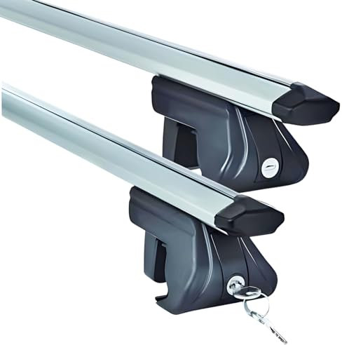 Dachgepäckträger Auto - Dachträger Universal VDP Trax | Auto Dachträger offene Reling | Dachträger für Reling abschließbar | Aluminium Grundträger Dachreling bis 90kg - 120 cm Länge