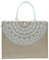Ardorion Jute Tasche mit Reißverschluss und Innentasche Groß Shopper Bag Wasserdicht Einkaufstaschen Jutebeutel Strandtasche Handtasche Geschenktasche (weiß)