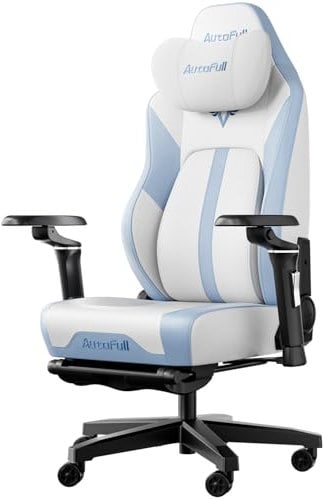AutoFull M6 Ultra Gaming Chair with Massage & Dynamic Lumbar Support, Ergonomic Office Chair with Auto Cooling & Heating, 6D Adjustable Armrests & 3D Neck Pillow, White