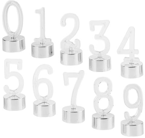 ULDIGI Flammenlose -zahlenkerzen 10 Stück Batteriebetrieben Dekorative Lichter Für Schillernde Party- Und Gartengeburtstagsdekorationen