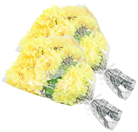 STOBAZA 2pezzi Artificiali Per Cimitero Bouquet Crisantemi Per Decorazione Funeraria Realistico e Confezione Casuale Per Commemorazioni e Attività