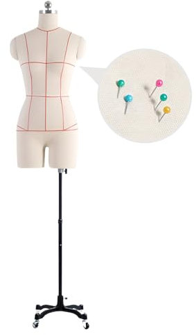 Schaufensterpuppe Körper weiblich, Bekleidungsform Nähen Schaufensterpuppe Torso weibliche Schaufensterpuppe feste Schaufensterpuppe Kleidungsform mit Metallrolle zum Nähen,XL-Model86-White