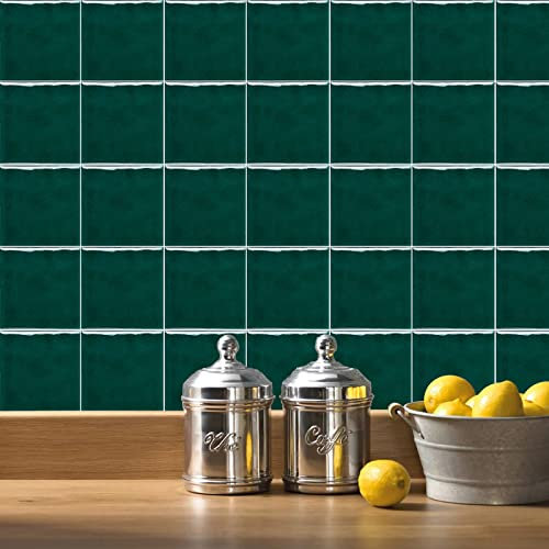 Keramikfliesen, Wandfliesen, Fliesenaufkleber, 15 x 15 cm, dunkelgrün, zum Aufkleben, selbstklebende Wandfliesen, abziehen und aufkleben, Bodenfliesen