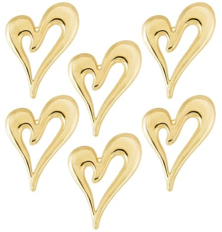 SUPERFINDINGS 6 pièce Broche Coeur Dorée Broche en Alliage de Coeur Broche pour Costume Chemise Mariage Broche D'Amour Ouverte Broche en Métal pour Décoration de Bijoux DIY Robe Écharpe