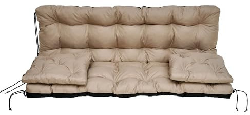 nana shop Kissen für die Gartenschaukel, Gartenschaukelkissen 120 cm, Schaukelkissen, Kissen für Hollywoodschaukel, Gartenkissen für Palettenmöbel, Bankkissen, Gartenbankkissen (Beige)