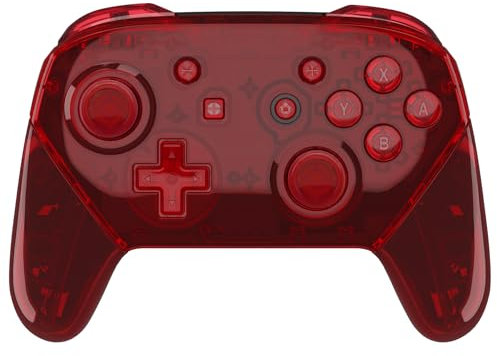 eXtremeRate Carcasa Agarre para Nintendo Switch Pro Funda Delantera Trasera Placa de Asa Shell Grip de Reemplazo para Nintendo Switch Pro Mando-No Incluye Control(Rojo Cristalino)