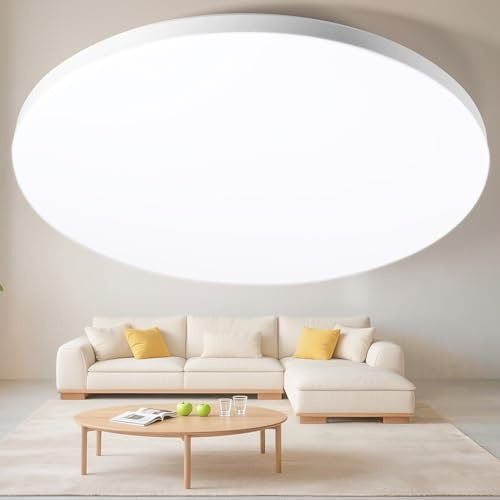 Deckenlampe LED 32W, LED Deckenleuchte Ø30cm, 1400LM, IP44 Badlampe, Wohnzimmerlampe, Küchenlampe, Flurlampe, Neutralweiß 6000K, Flimmerfrei, Hohe Lichtdurchlässigkeit, Modernes Ultraflaches Design