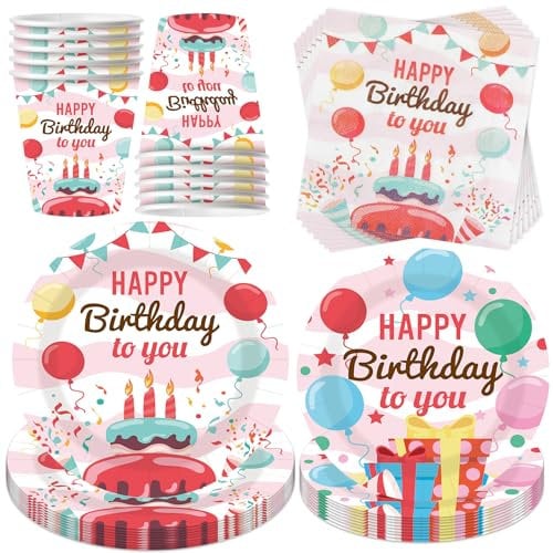 50 Stück Partygeschirr Set,Kindergeburtstag Geschirr Set,Partygeschirr Geburtstag,Kindergeburtstag Deko mit Teller Becher Servietten,Party Geschirr für 10 Gäste