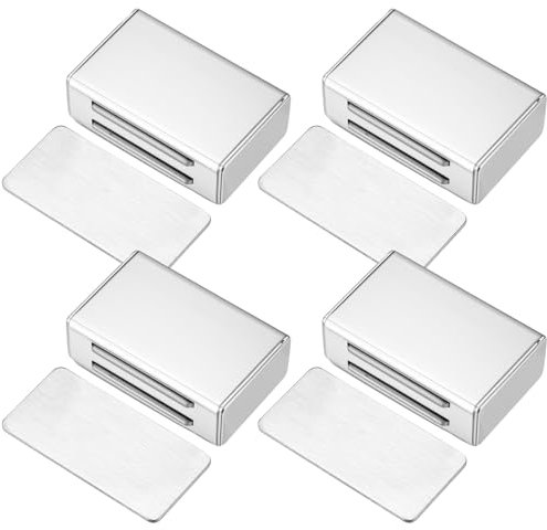 4 imanes para puertas de armarios, imanes para muebles, puertas, cierres magnéticos fuertes, acero inoxidable, cierre magnético autoadhesivo para cajones de cocina, armarios, cierrapuertas sin