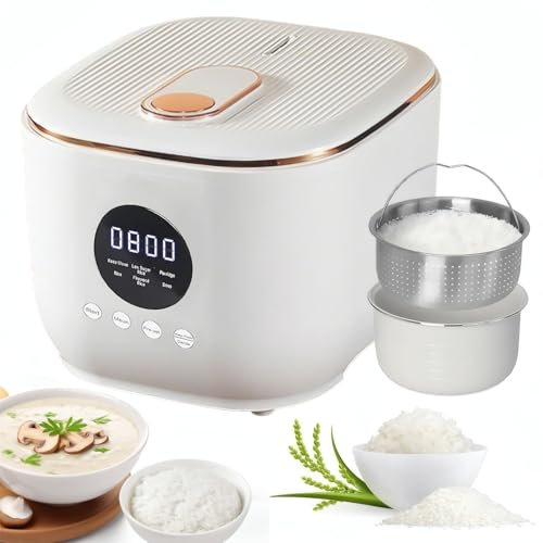Stainless Steel Rice Cooker, Electric Low Sugar Rice Cooker with Steamer Basket, Non-stick 3L Inner Pot, 24H Delay Timer, for White/Brown Rice, Porridge, Soup