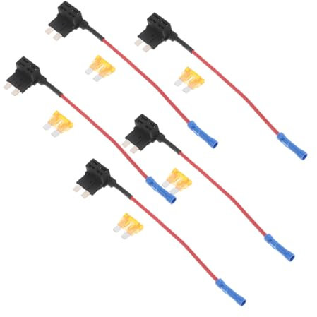 CTIRCHIU 5Stücke Kfz Sicherungsabgriff Adapter Atc Flachsicherungen für Zusatzschaltungen Kompatibel mit Autos Lkw und Booten Zuverlässige Lösung für Elektrische