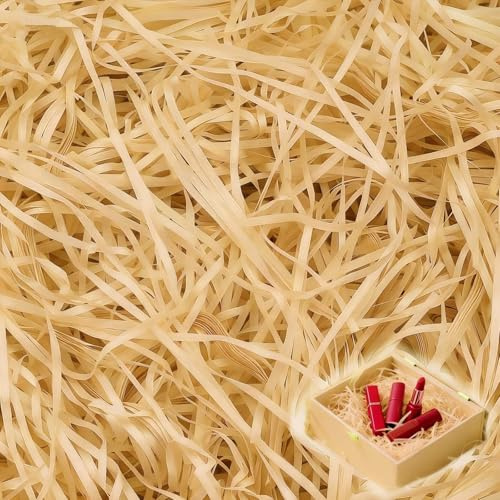500g Papier Déchiqueté Papier Dechire Pour Colis Remplissage Decoratif | Champagne Léger, Paille Pour Panier Garni, Raffia Remplissage, Approprié Garnir Les Boîtes et Paniers Cadeaux