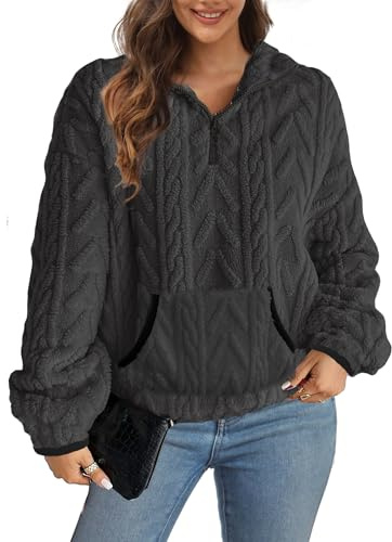 Koerye Donna Felpa Senza Cappuccio in Pile Pullover Jacquard Casual Pile Top Termico Eleganti Hoodie Fleece Jumper Maglietta Autunno Invernali