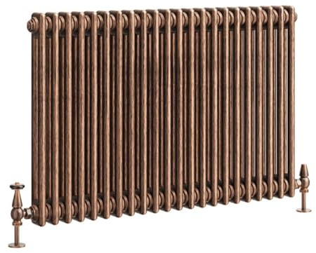 Go Bathrooms Traditional 2 Column Radiator 600x1010mm Copper | Cast iron style horizontal radiator for central heating. Features 2 column panels with an antique copper finish.