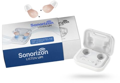 Sonorizon Sound Amplifiers - Rechargeable Digital In-Ear Device with Adaptive Sound Boost - Discreet Hearing Amplification Buds for Adults & Seniors - By Sonorizon Hearing