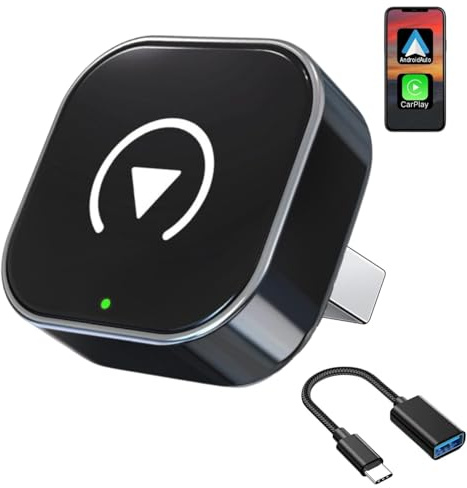 2026 Upgraded Wireless CarPlay Adapter UK, Convert Wired to Wireless CarPlay&Android Auto Dongle Compatible with iPhone iOS 10+ & Android Auto, Mini & Stable Fast Seamless Use Supports 1000+ Car model