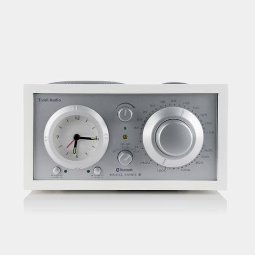 Tivoli Audio Model Three Bluetooth Clock Radio with USB-A & USB-C Charging Ports (White/Silver)