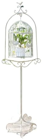 Cage à Oiseaux Support de Fleurs sur Pied extérieur en Fer Cour Jardin Balcon Salon Plante décorative Cadre d'escalade Cadre de Vigne grimpante(Retro White)