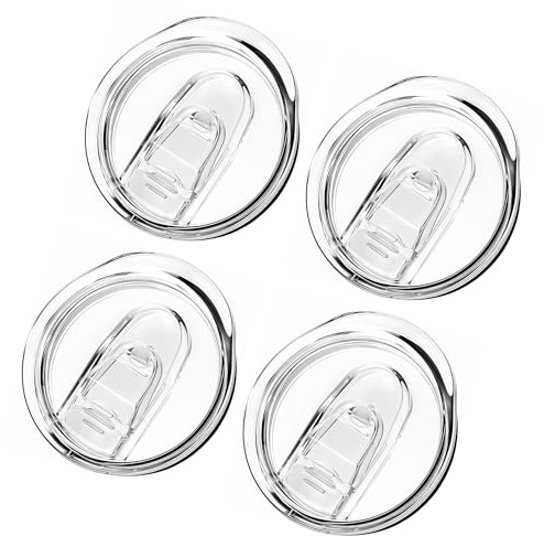 20oz Skinny Tumbler Replacement Lids, 4 PCS Clear Spill Proof Splash Resistant Sliding Covers for Stainless Steel Travel Coffee Mugs and Cooler Cups