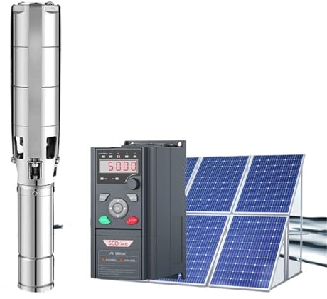Solar Pump High Pressure Submersible 7.5HP DC/AC Hybrid Water Pump Agriculture Deep Well MPPT Controller Irrigation Outlet 3