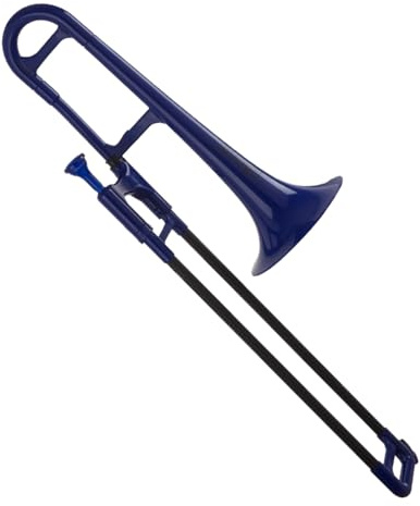 Kleines Posaunen-Blechinstrument Aus ABS-Kunststoff Flache Posaune Anfänger Leistungsprüfung(Blue)