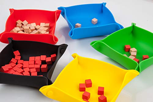 Collapsible Board Game Storage Bowls, Portable Folding Tray Accessory Holds Tabletop Bits, Components, Pieces, Dices for Classic & Modern Gaming, RPG Roleplaying(5-Pack