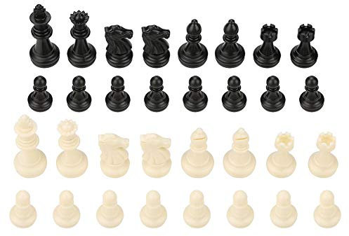 Zerodis Chess Set, International 32 Standard Chess Pieces Replacement Tournament Chessmen with Kings Queens Castles Knights for Children Teenager Adults