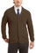 Kallspin Herren Wollschal-Kragen Strickjacke mit Knöpfen und Taschen(Braun, XL)