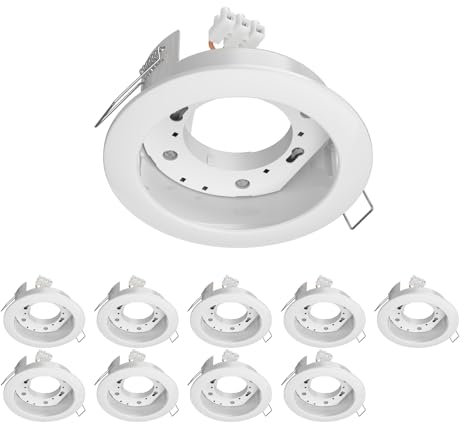 ledscom.de 10 Stück Deckeneinbauleuchte ZOBE II, weiß semi-glänzend, rund, 107mm Ø, 1x GX53 max. 25W